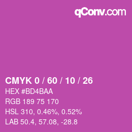 Farbcode: CMYK 0 / 60 / 10 / 26 | qconv.com