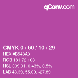 カラーコード: CMYK 0 / 60 / 10 / 29 | qconv.com