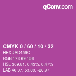 カラーコード: CMYK 0 / 60 / 10 / 32 | qconv.com