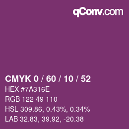 カラーコード: CMYK 0 / 60 / 10 / 52 | qconv.com