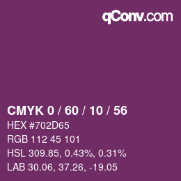 カラーコード: CMYK 0 / 60 / 10 / 56 | qconv.com
