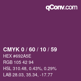 Color code: CMYK 0 / 60 / 10 / 59 | qconv.com