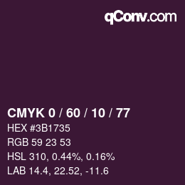 カラーコード: CMYK 0 / 60 / 10 / 77 | qconv.com