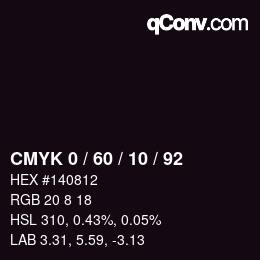 Farbcode: CMYK 0 / 60 / 10 / 92 | qconv.com