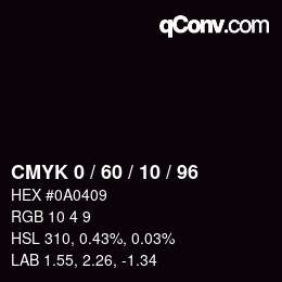 カラーコード: CMYK 0 / 60 / 10 / 96 | qconv.com