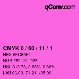 カラーコード: CMYK 0 / 60 / 11 / 1 | qconv.com