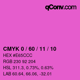颜色代码: CMYK 0 / 60 / 11 / 10 | qconv.com