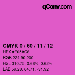 カラーコード: CMYK 0 / 60 / 11 / 12 | qconv.com