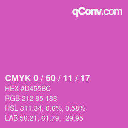 カラーコード: CMYK 0 / 60 / 11 / 17 | qconv.com