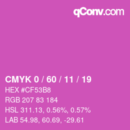 カラーコード: CMYK 0 / 60 / 11 / 19 | qconv.com