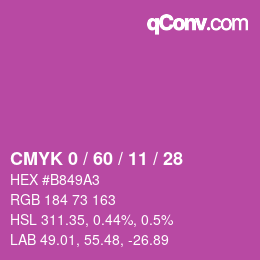 カラーコード: CMYK 0 / 60 / 11 / 28 | qconv.com