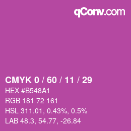 カラーコード: CMYK 0 / 60 / 11 / 29 | qconv.com