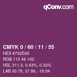 カラーコード: CMYK 0 / 60 / 11 / 55 | qconv.com
