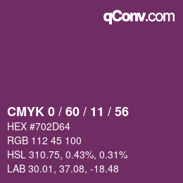 Color code: CMYK 0 / 60 / 11 / 56 | qconv.com
