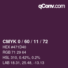 颜色代码: CMYK 0 / 60 / 11 / 72 | qconv.com