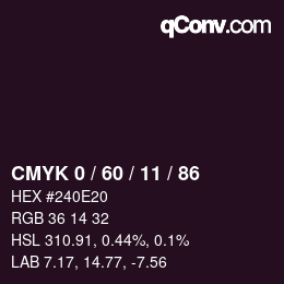 カラーコード: CMYK 0 / 60 / 11 / 86 | qconv.com