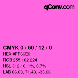 カラーコード: CMYK 0 / 60 / 12 / 0 | qconv.com