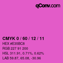 カラーコード: CMYK 0 / 60 / 12 / 11 | qconv.com