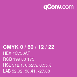 カラーコード: CMYK 0 / 60 / 12 / 22 | qconv.com