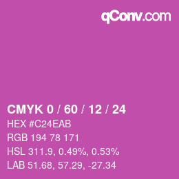 カラーコード: CMYK 0 / 60 / 12 / 24 | qconv.com