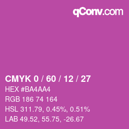 颜色代码: CMYK 0 / 60 / 12 / 27 | qconv.com