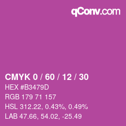 颜色代码: CMYK 0 / 60 / 12 / 30 | qconv.com