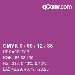 カラーコード: CMYK 0 / 60 / 12 / 38 | qconv.com