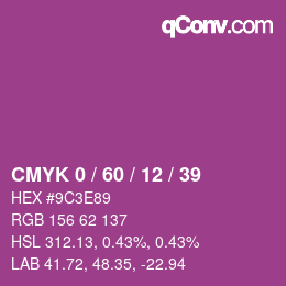 カラーコード: CMYK 0 / 60 / 12 / 39 | qconv.com