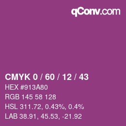 カラーコード: CMYK 0 / 60 / 12 / 43 | qconv.com