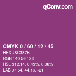Farbcode: CMYK 0 / 60 / 12 / 45 | qconv.com
