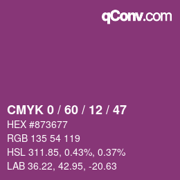 Color code: CMYK 0 / 60 / 12 / 47 | qconv.com