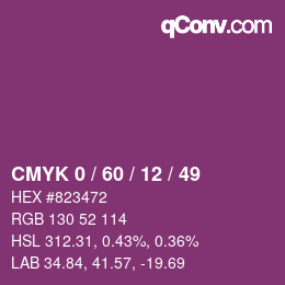 カラーコード: CMYK 0 / 60 / 12 / 49 | qconv.com