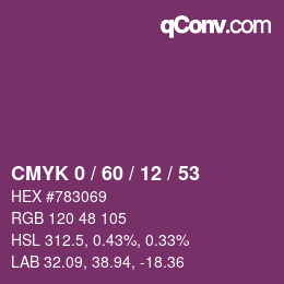 颜色代码: CMYK 0 / 60 / 12 / 53 | qconv.com