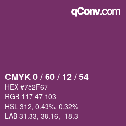 颜色代码: CMYK 0 / 60 / 12 / 54 | qconv.com