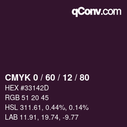 颜色代码: CMYK 0 / 60 / 12 / 80 | qconv.com