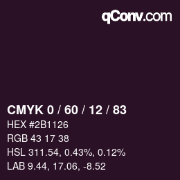 カラーコード: CMYK 0 / 60 / 12 / 83 | qconv.com