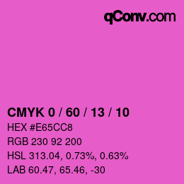 カラーコード: CMYK 0 / 60 / 13 / 10 | qconv.com