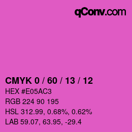 カラーコード: CMYK 0 / 60 / 13 / 12 | qconv.com