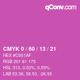 カラーコード: CMYK 0 / 60 / 13 / 21 | qconv.com