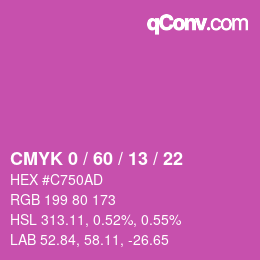 カラーコード: CMYK 0 / 60 / 13 / 22 | qconv.com