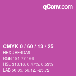 カラーコード: CMYK 0 / 60 / 13 / 25 | qconv.com