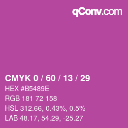 カラーコード: CMYK 0 / 60 / 13 / 29 | qconv.com