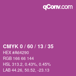 颜色代码: CMYK 0 / 60 / 13 / 35 | qconv.com