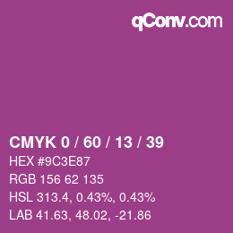 カラーコード: CMYK 0 / 60 / 13 / 39 | qconv.com