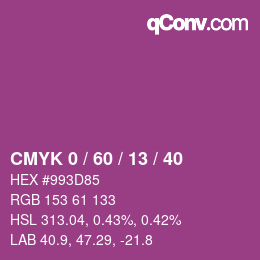 カラーコード: CMYK 0 / 60 / 13 / 40 | qconv.com