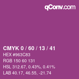 カラーコード: CMYK 0 / 60 / 13 / 41 | qconv.com