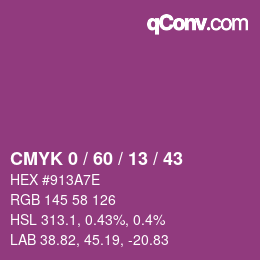 カラーコード: CMYK 0 / 60 / 13 / 43 | qconv.com