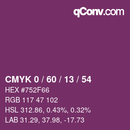 颜色代码: CMYK 0 / 60 / 13 / 54 | qconv.com