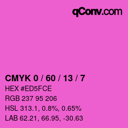 カラーコード: CMYK 0 / 60 / 13 / 7 | qconv.com