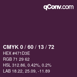Color code: CMYK 0 / 60 / 13 / 72 | qconv.com
